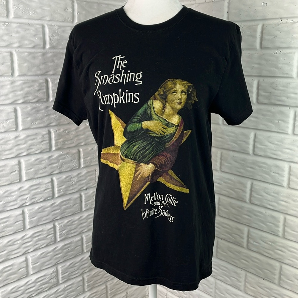 SMASHING PUMPKINS BAND T SHIRT 100% COTTON GRAPHIC T MELLON COLLIE SIZE MED JR